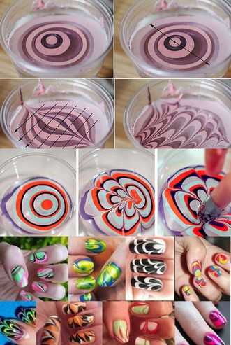 Водный маникюр – фото дизайна ногтей, идеи водного маникюра шеллаком, с обычным лаком