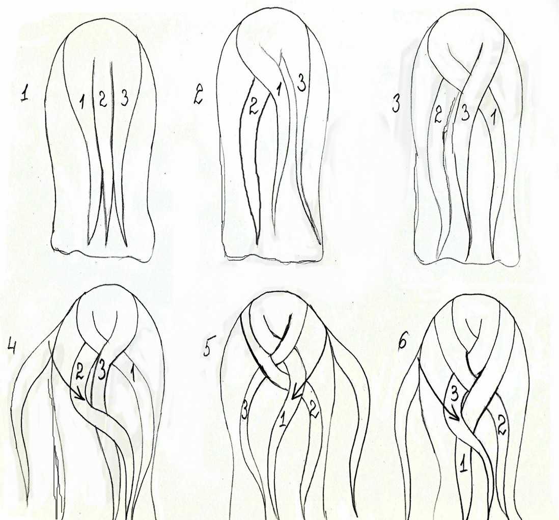 Схема плетения французской косы на средние волосы