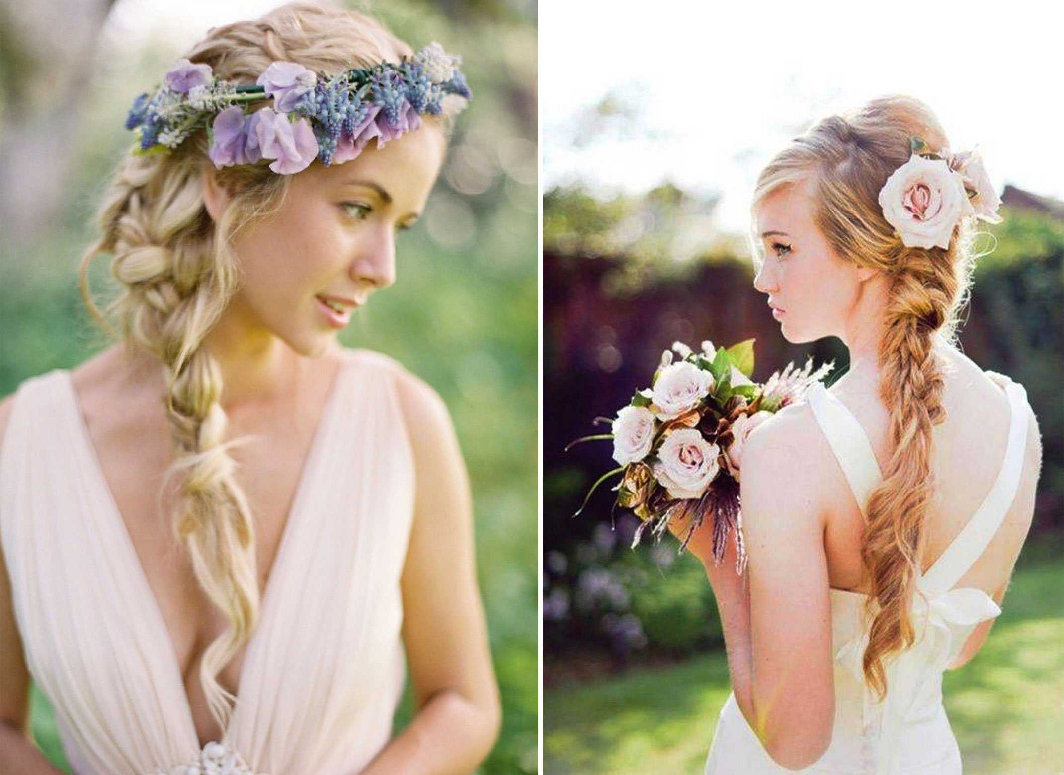 Красивые прически с цветами в волосах на свадьбу и на выпускной