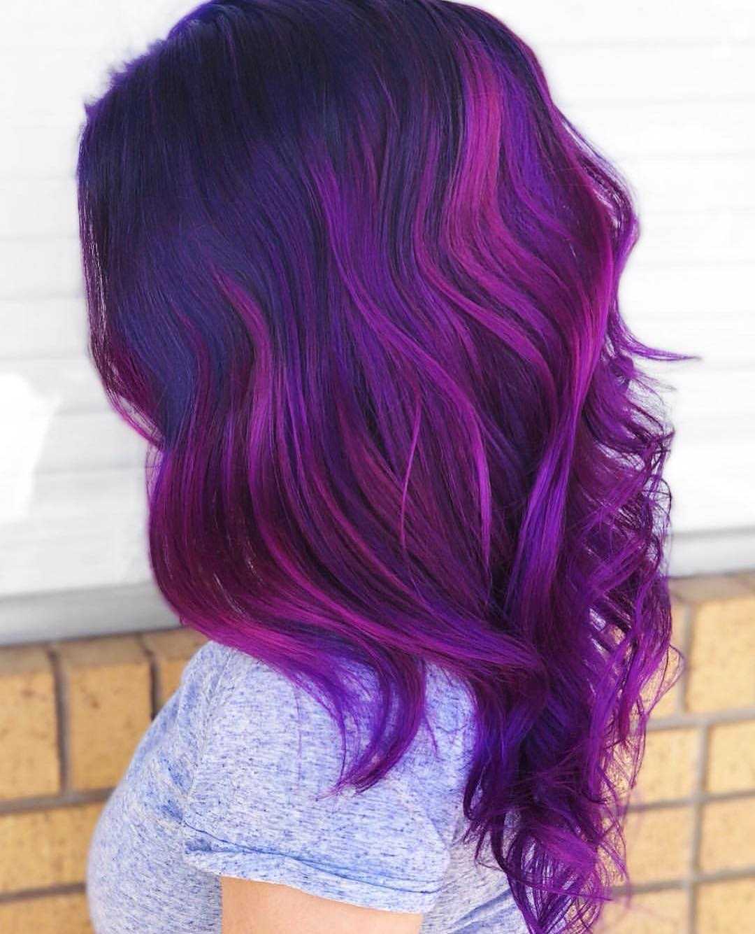 Фиолетовые волосы: коричнево-сиреневый и черно-лиловый цвет на темных, светло-синий оттенок, окрашивание, как покрасить, кому идет