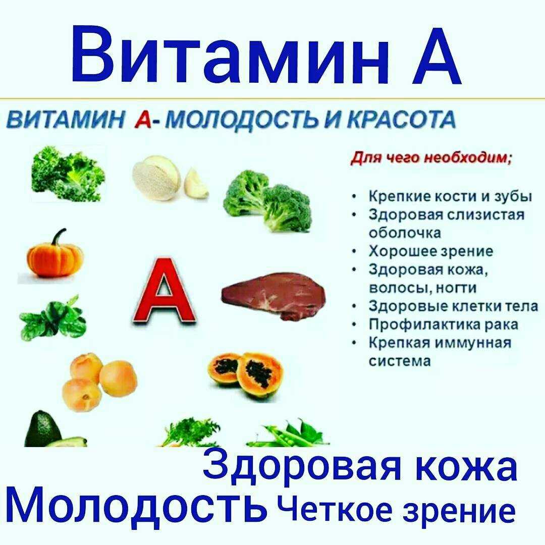 Таблица содержания витамина а в продуктах питания